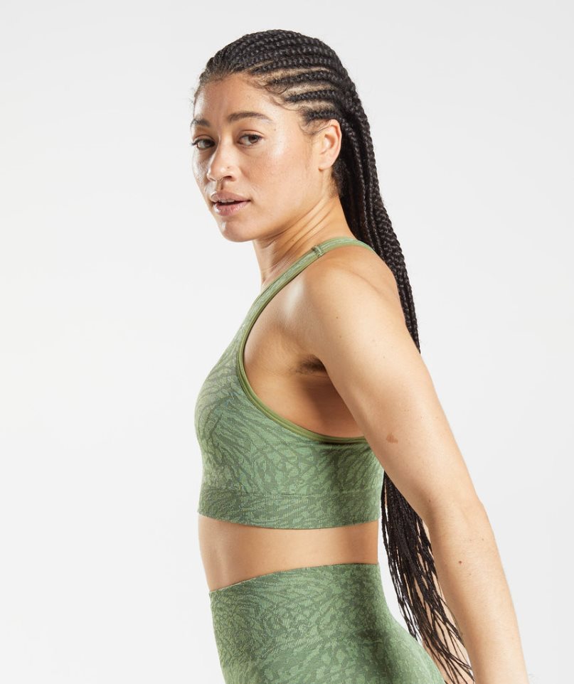 Women's Gymshark Adapt Animal Seamless Sports Bra Green | CA 036AN7